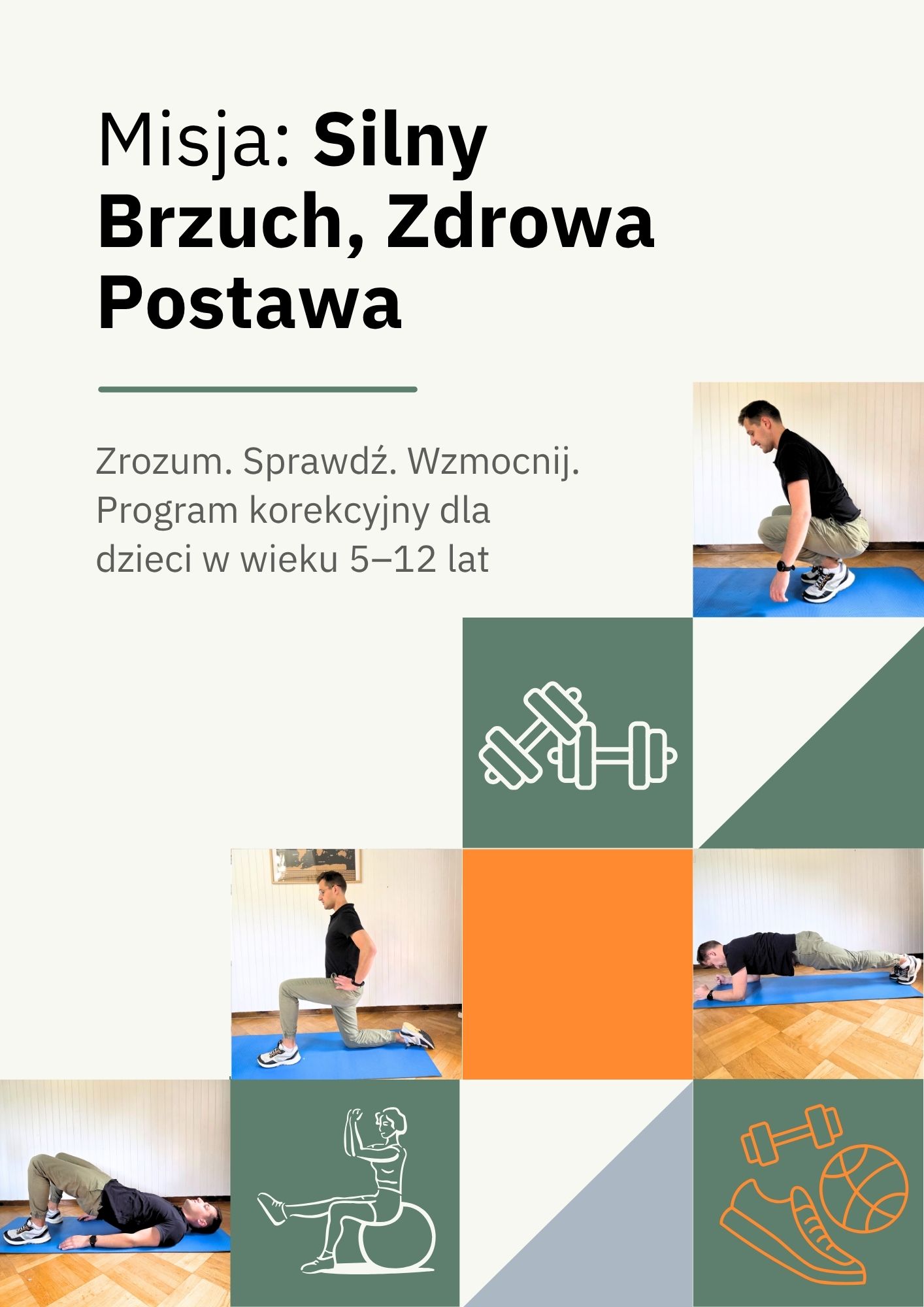Misja Silny Brzuch, Zdrowa Postawa okładka kompleksowy zestaw ćwiczeń na wady postawy u dzieci