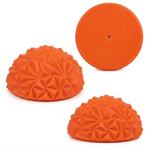 Jeżyk Senomotoryczny Poduszka Półkula Sensoryczna Pomarańczowy Półkule sensoryczne do ćwiczeń i masażu stóp (Zestaw 2 szt.) – Fizjo Z Głową
