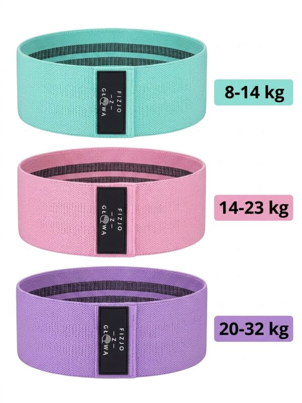 taśmy materiałowe fabrib mini hip band zielony różowy fioletowy opór